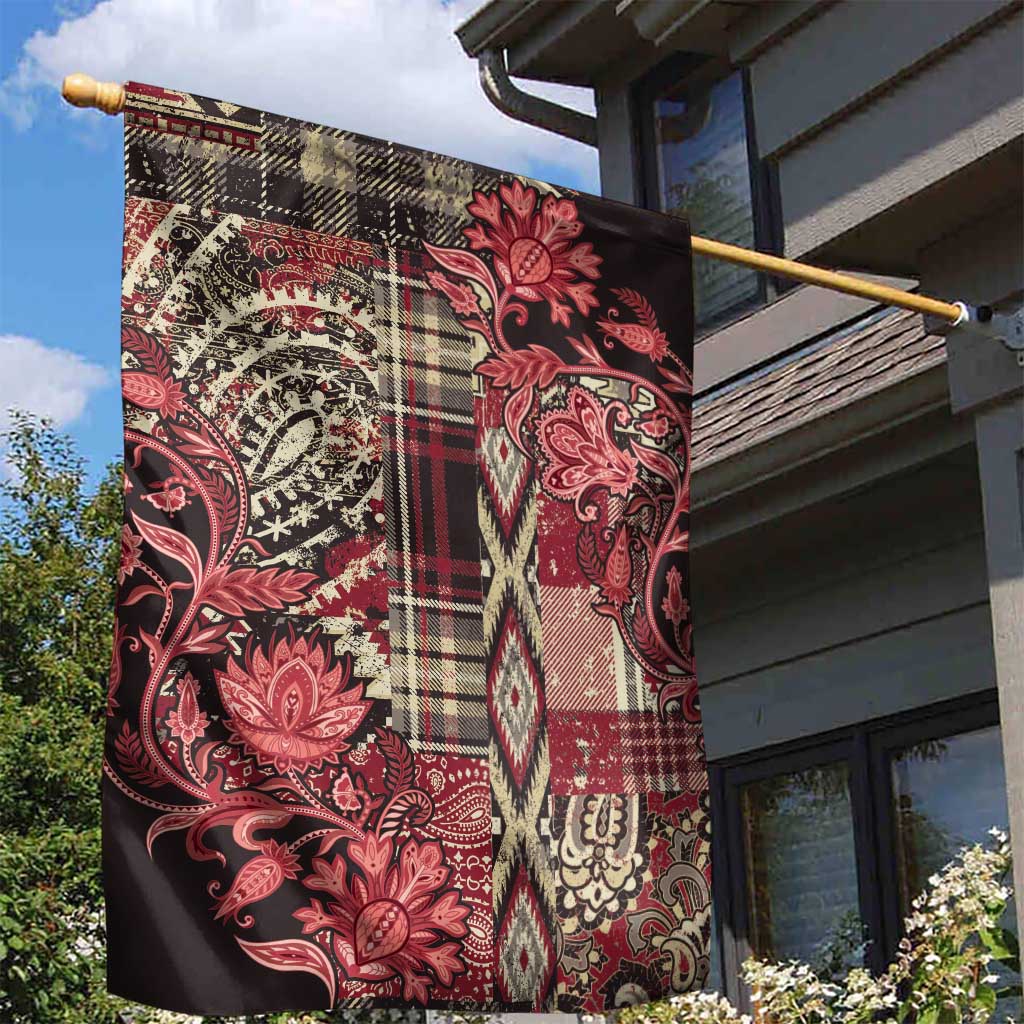 Afro Floral mix Maasai Shuka Garden Flag Red Moitf LT9
