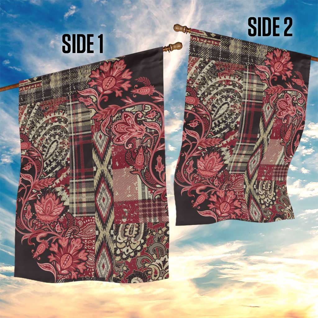 Afro Floral mix Maasai Shuka Garden Flag Red Moitf LT9