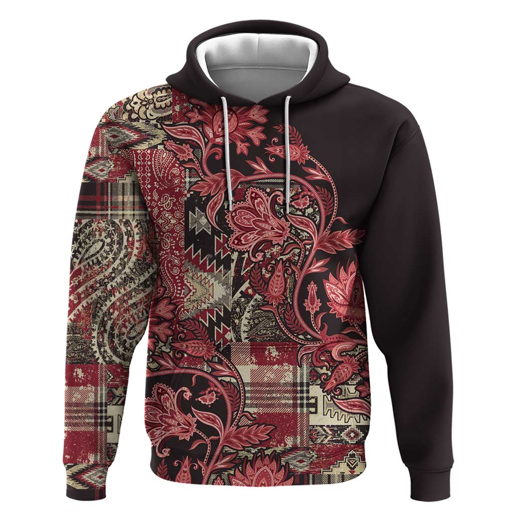 Africa Floral mix Maasai Shuka Hoodie Red Moitf LT9