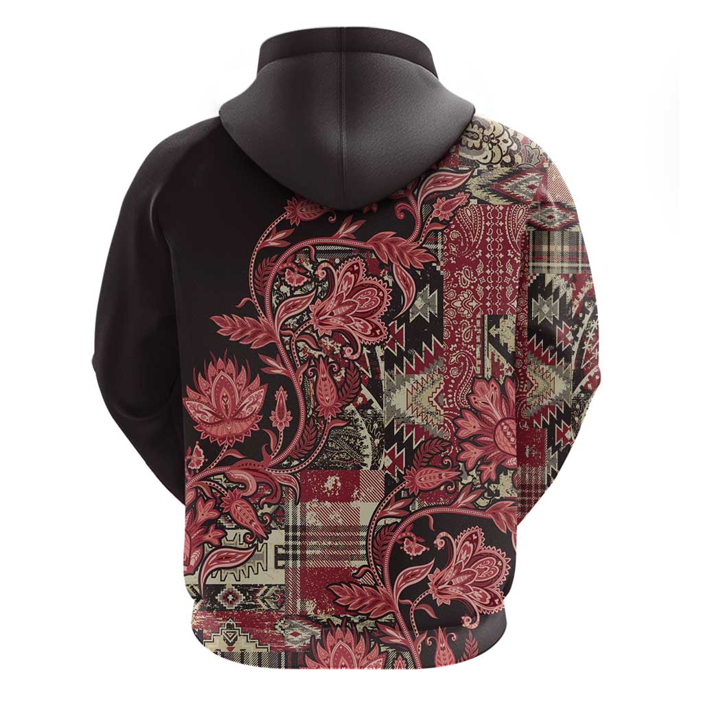 Africa Floral mix Maasai Shuka Hoodie Red Moitf LT9