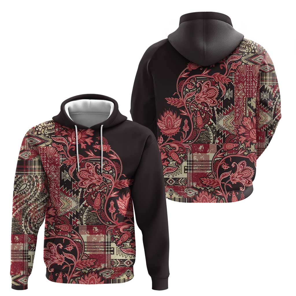 Africa Floral mix Maasai Shuka Hoodie Red Moitf LT9