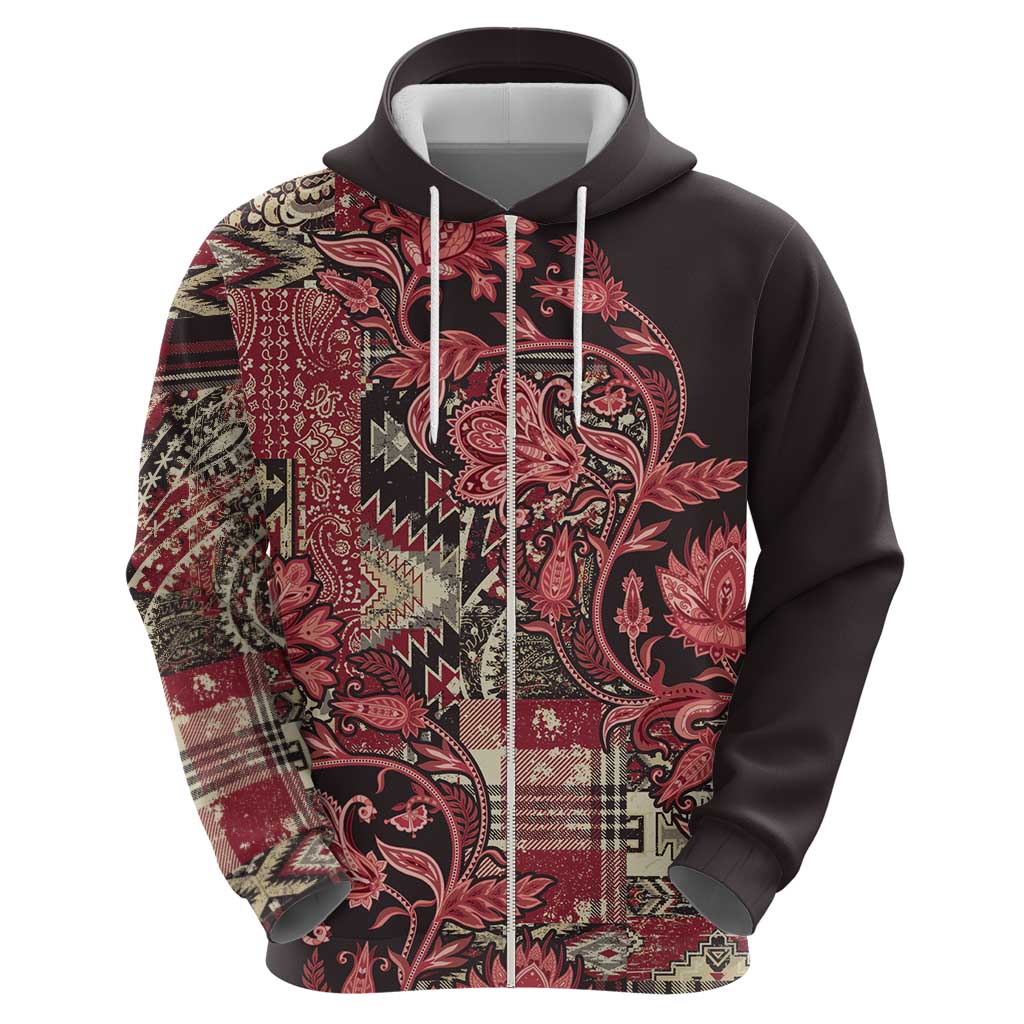 Africa Floral mix Maasai Shuka Hoodie Red Moitf LT9