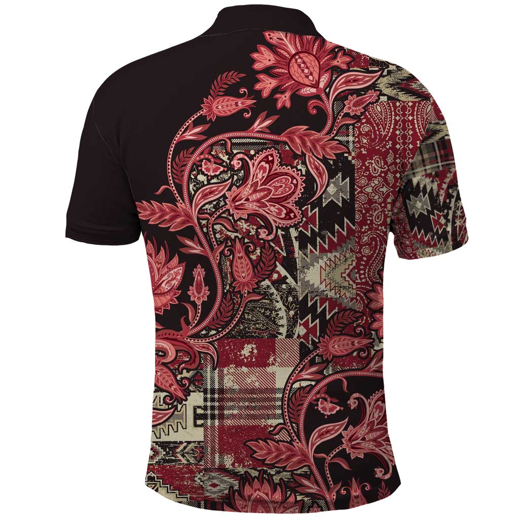 Africa Floral mix Maasai Shuka Polo Shirt Red Moitf LT9