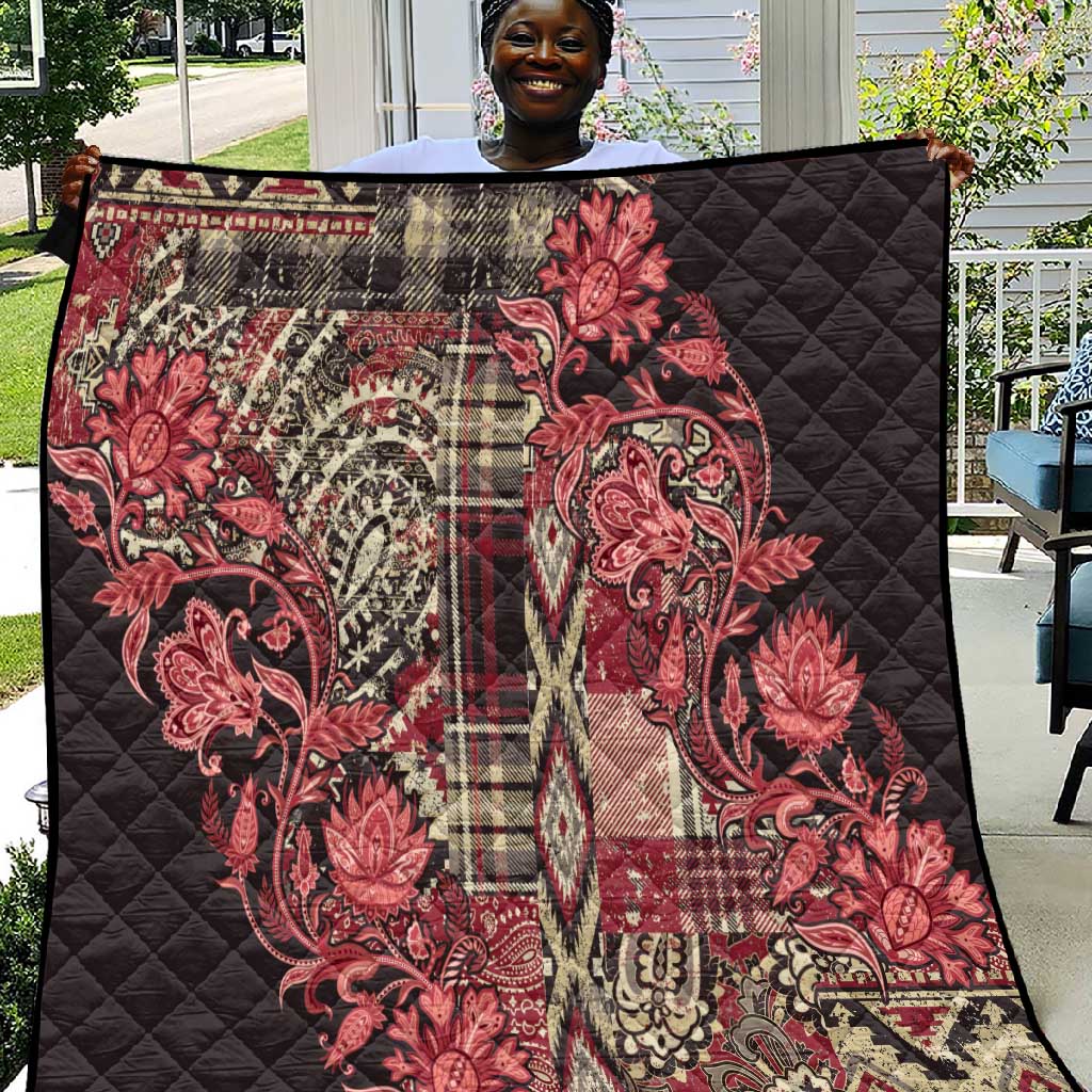 Afro Floral mix Maasai Shuka Quilt Red Moitf LT9