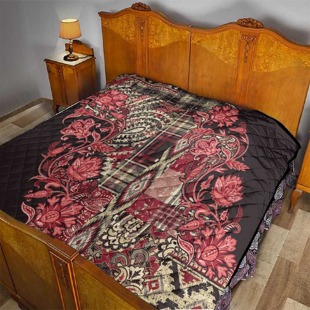 Afro Floral mix Maasai Shuka Quilt Red Moitf LT9