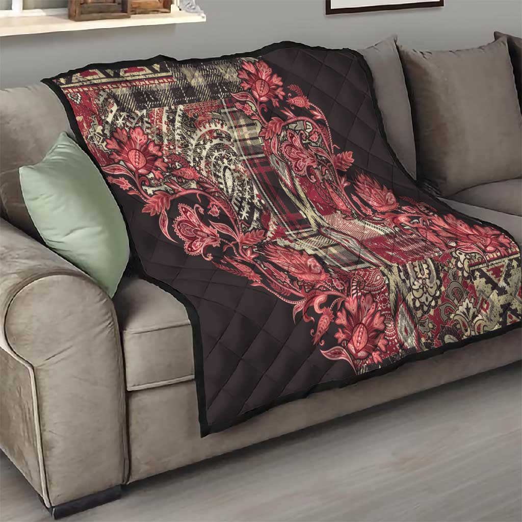 Afro Floral mix Maasai Shuka Quilt Red Moitf LT9
