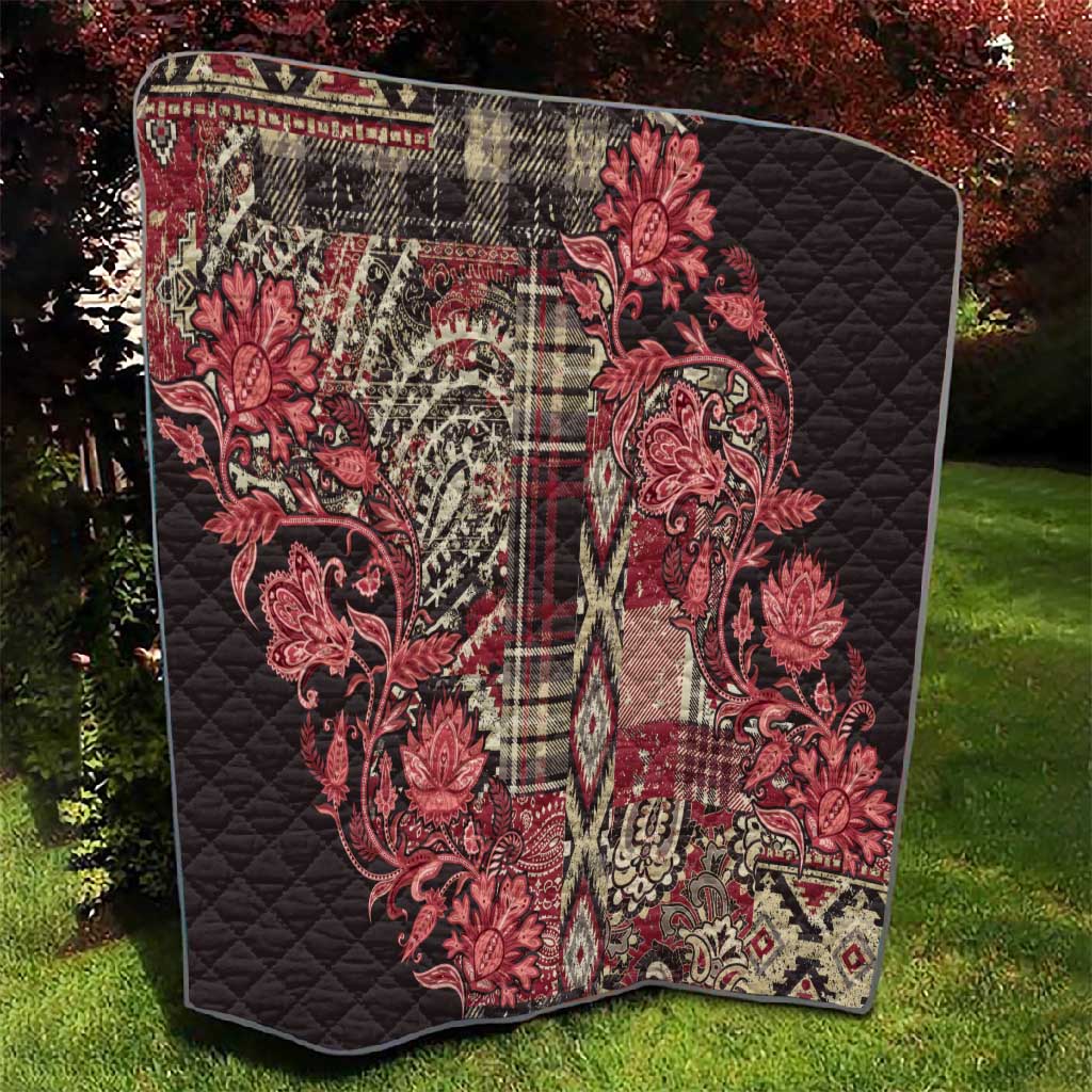 Afro Floral mix Maasai Shuka Quilt Red Moitf LT9