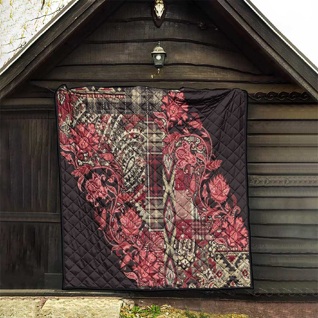 Afro Floral mix Maasai Shuka Quilt Red Moitf LT9