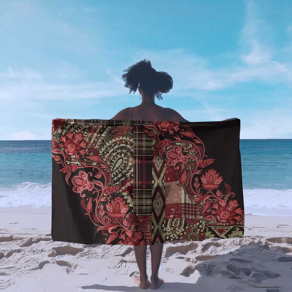 Afro Floral mix Maasai Shuka Sarong Red Moitf LT9