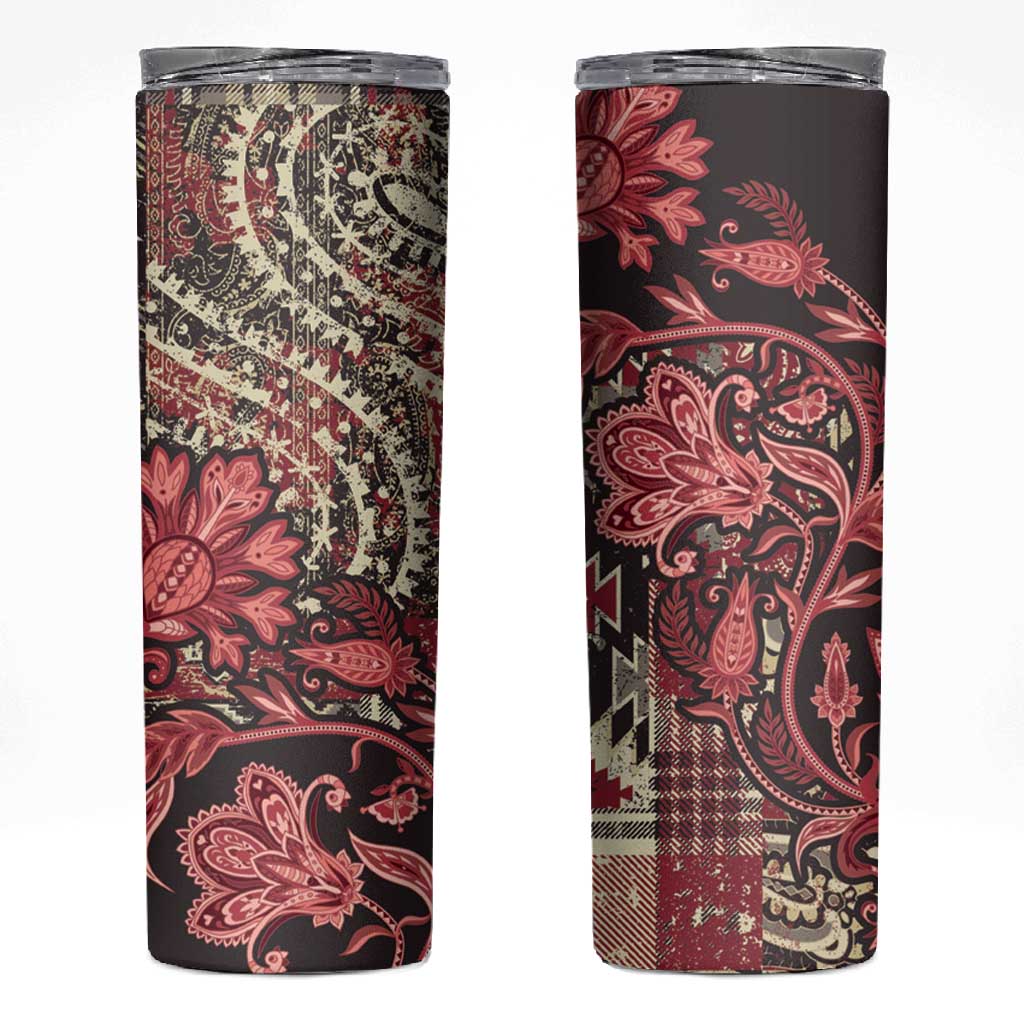Afro Floral mix Maasai Shuka Skinny Tumbler Red Moitf LT9