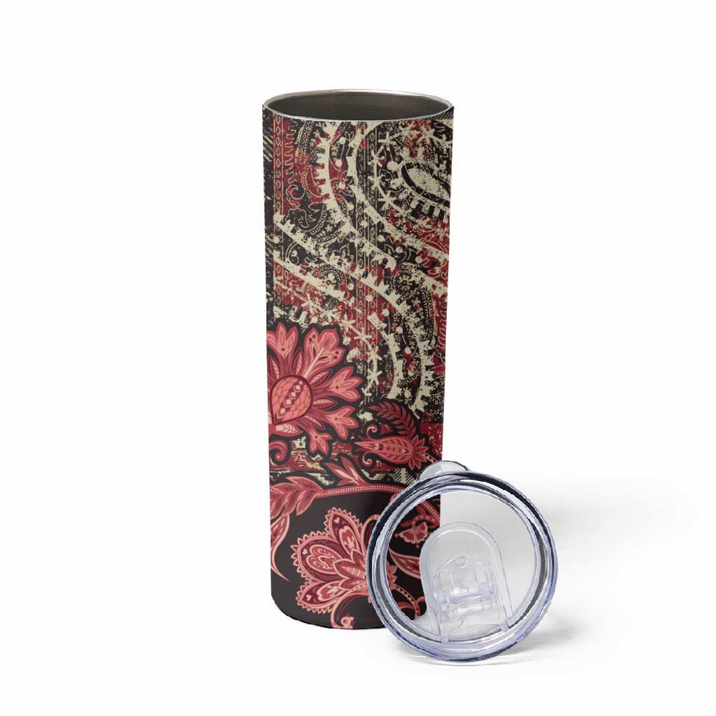 Afro Floral mix Maasai Shuka Skinny Tumbler Red Moitf LT9