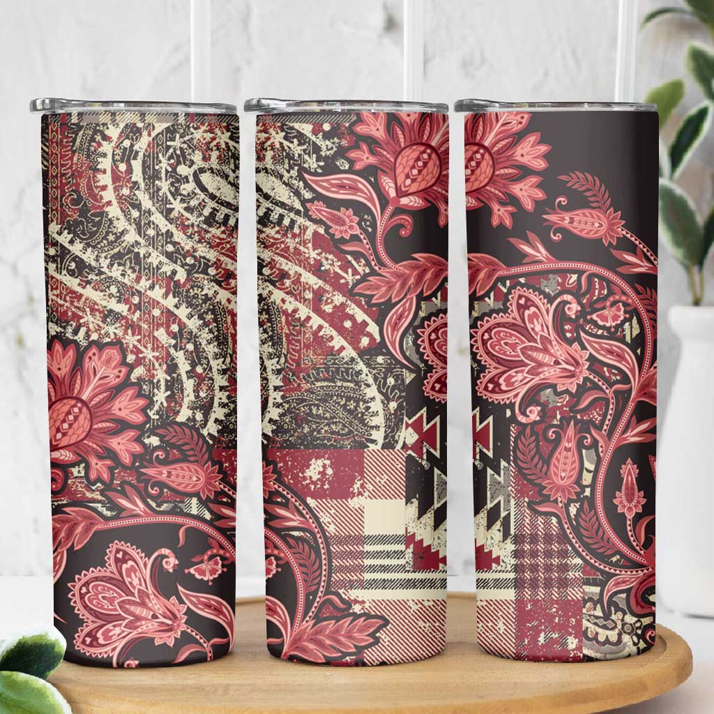 Afro Floral mix Maasai Shuka Skinny Tumbler Red Moitf LT9