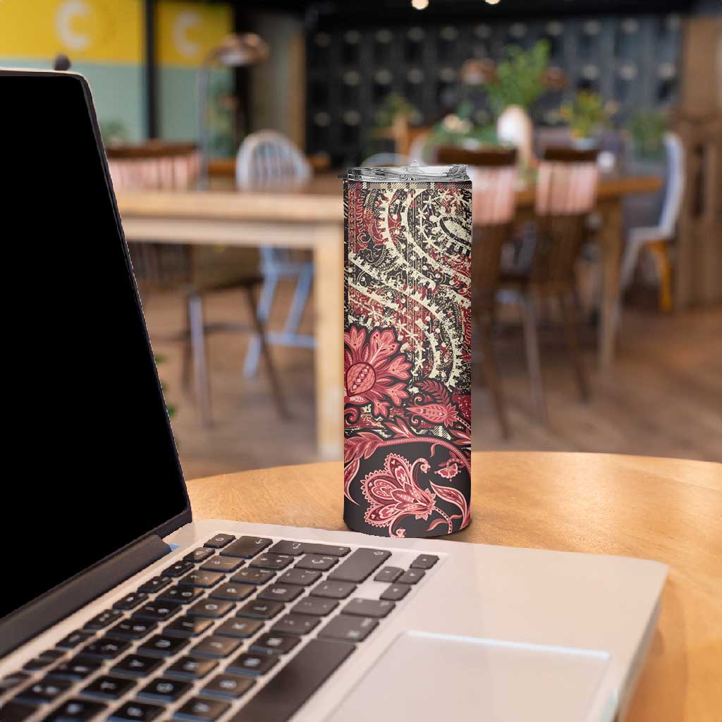 Afro Floral mix Maasai Shuka Skinny Tumbler Red Moitf LT9