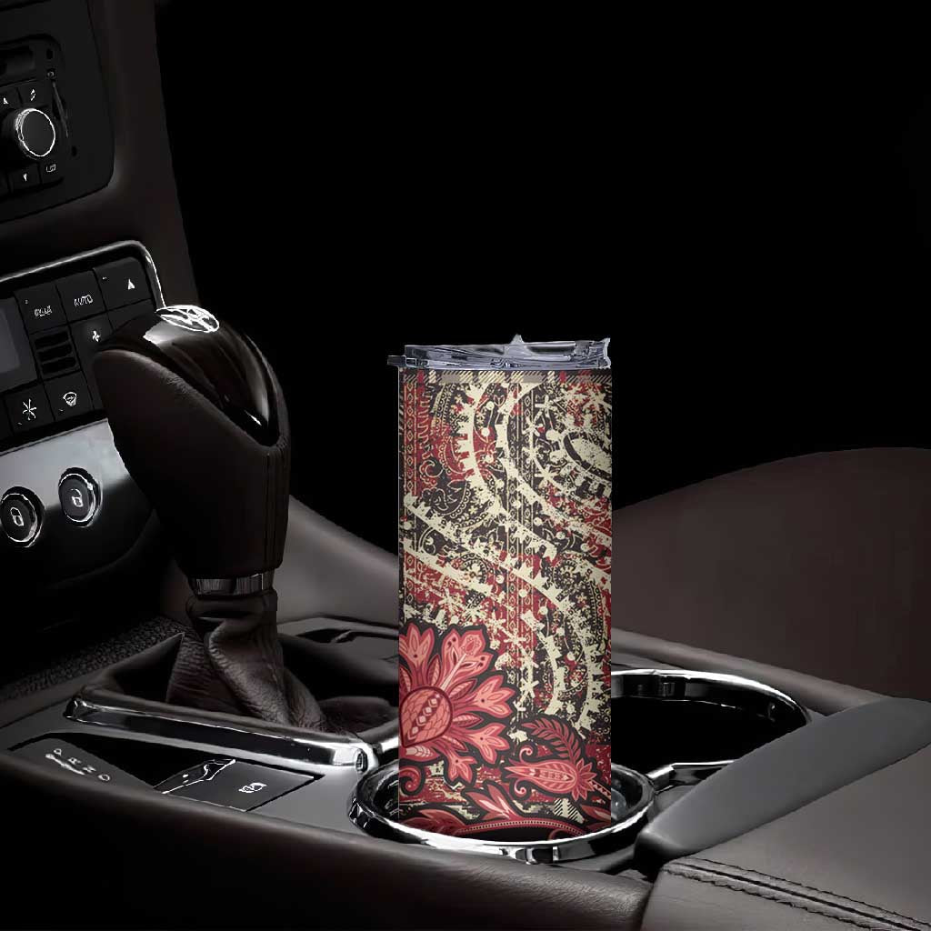 Afro Floral mix Maasai Shuka Skinny Tumbler Red Moitf LT9