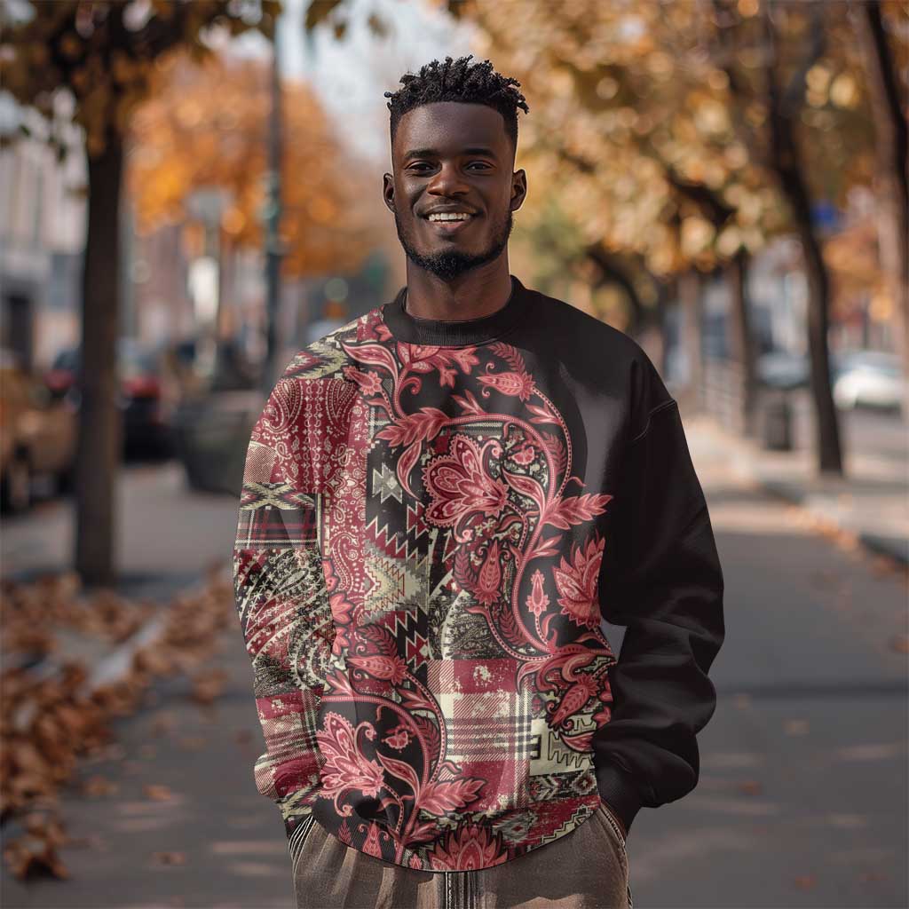 Afro Floral mix Maasai Shuka Sweatshirt Red Moitf LT9