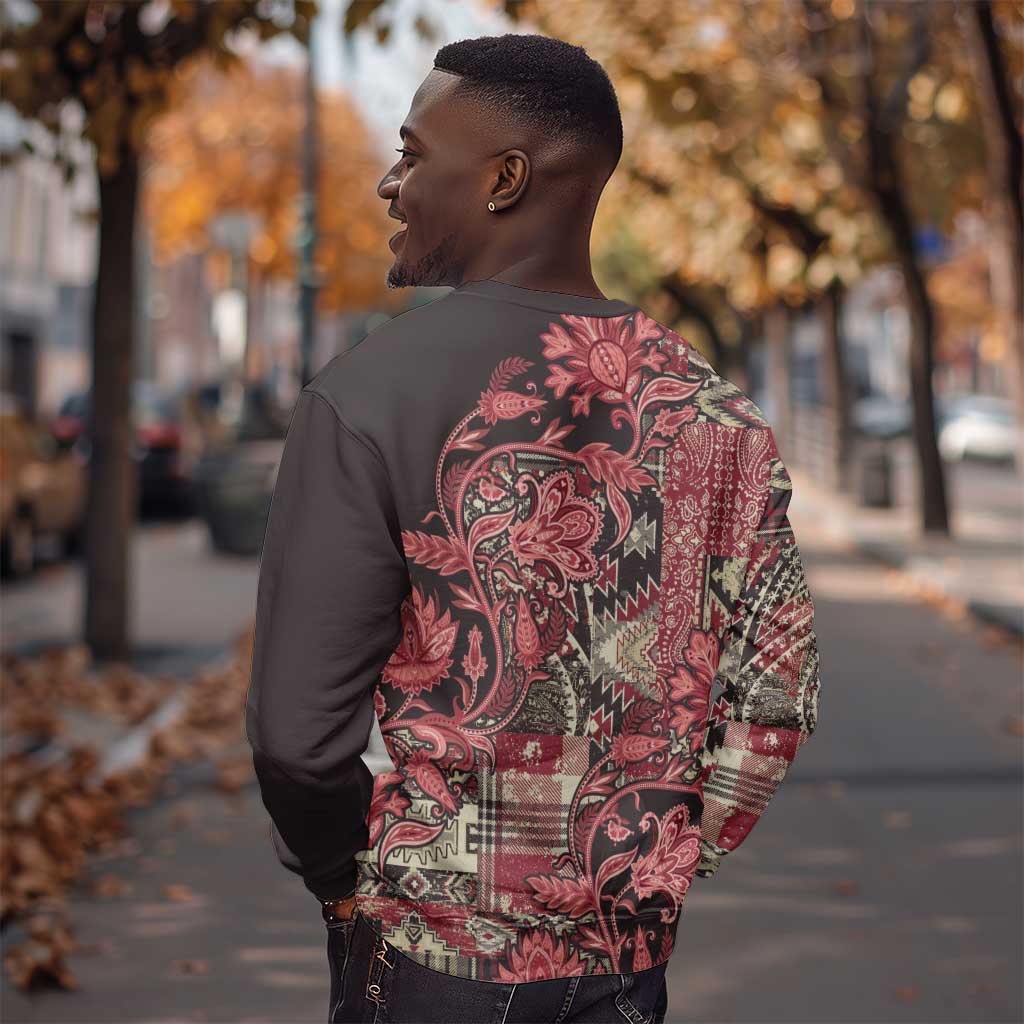 Afro Floral mix Maasai Shuka Sweatshirt Red Moitf LT9