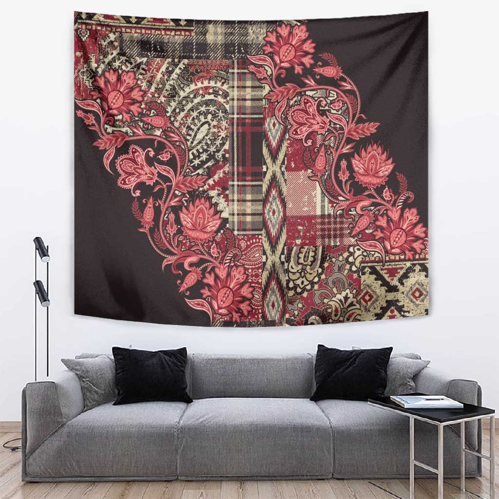 Afro Floral mix Maasai Shuka Tapestry Red Moitf LT9