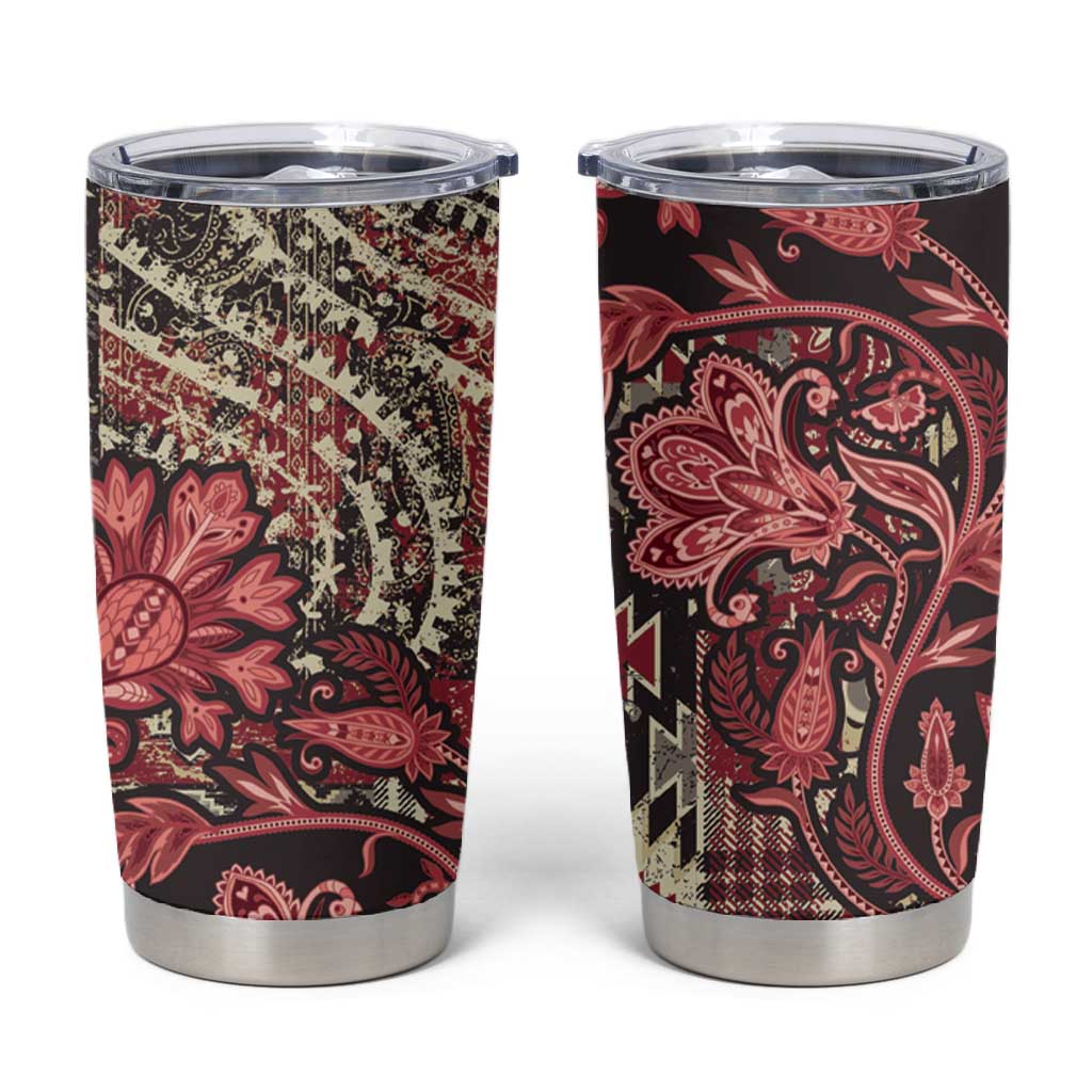 Afro Floral mix Maasai Shuka Tumbler Cup Red Moitf LT9