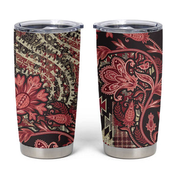 Afro Floral mix Maasai Shuka Tumbler Cup Red Moitf LT9