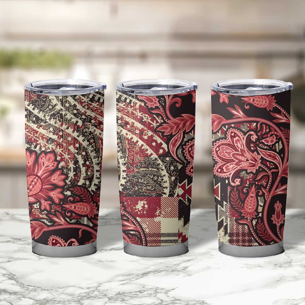 Afro Floral mix Maasai Shuka Tumbler Cup Red Moitf LT9