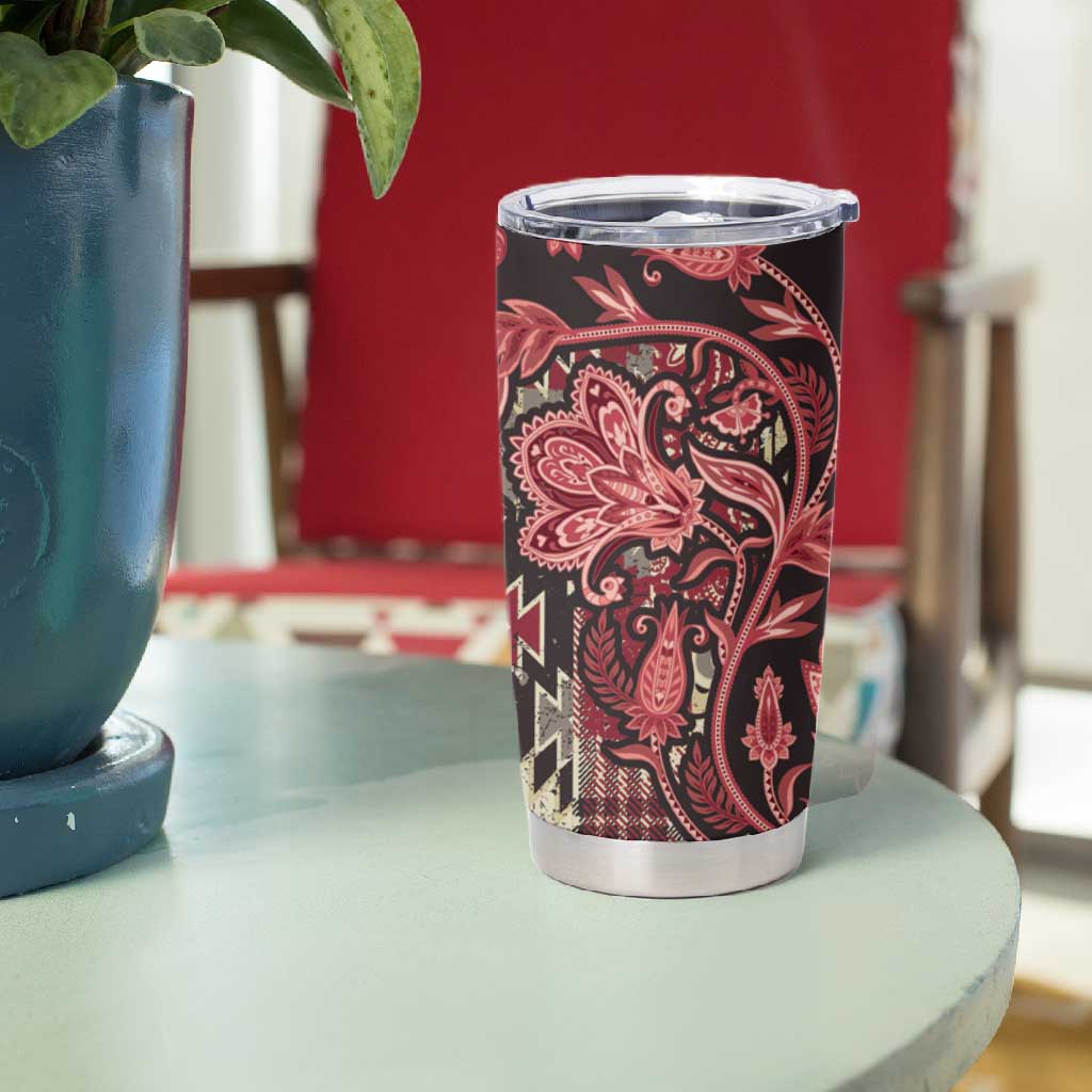 Afro Floral mix Maasai Shuka Tumbler Cup Red Moitf LT9