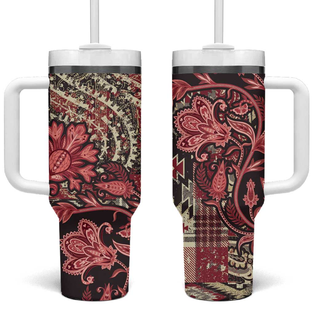 Afro Floral mix Maasai Shuka Tumbler With Handle Red Moitf LT9