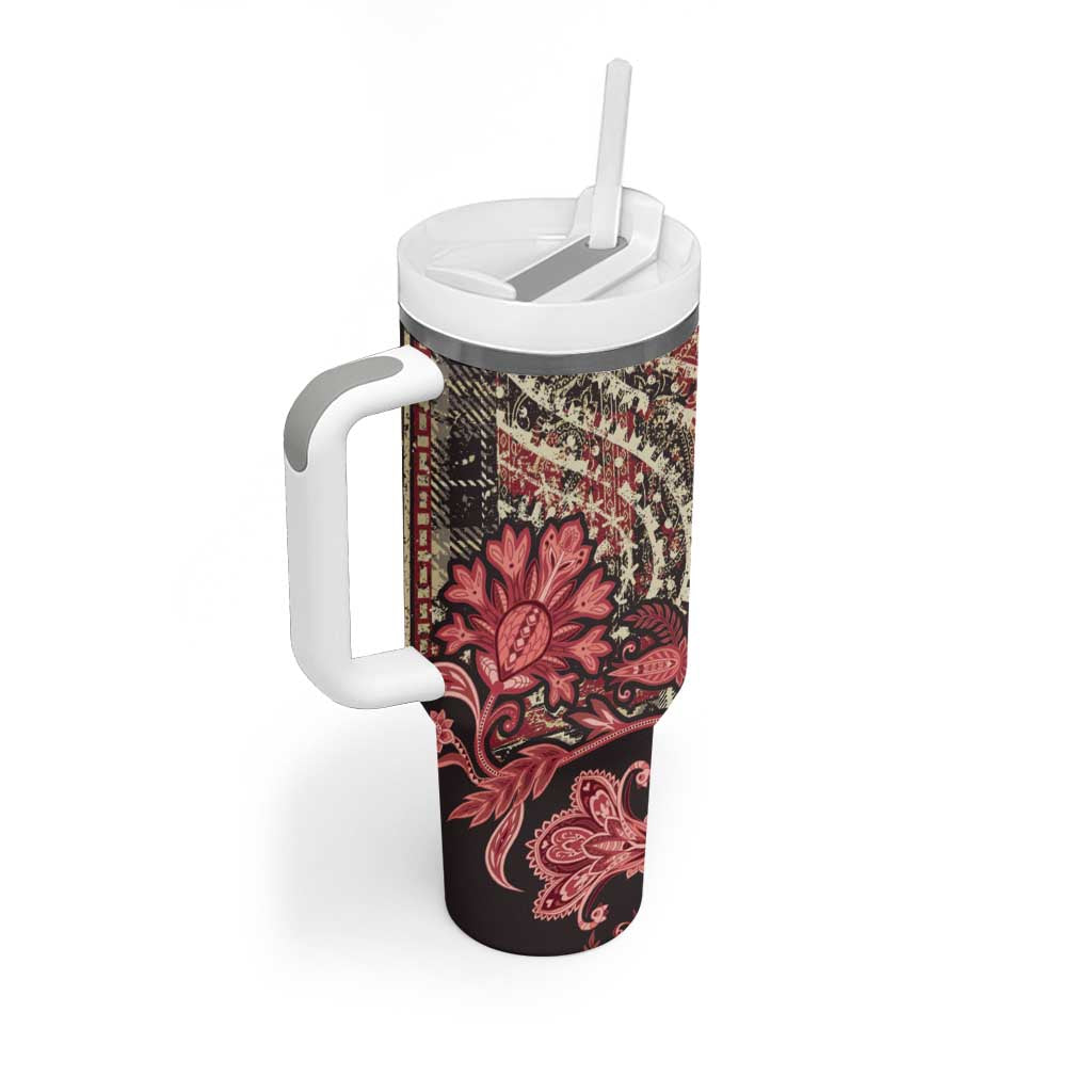 Afro Floral mix Maasai Shuka Tumbler With Handle Red Moitf LT9