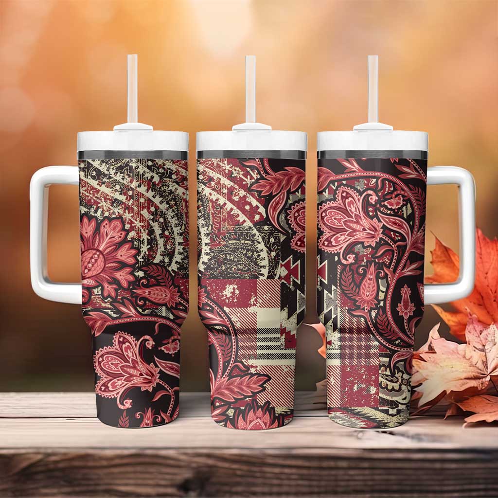 Afro Floral mix Maasai Shuka Tumbler With Handle Red Moitf LT9