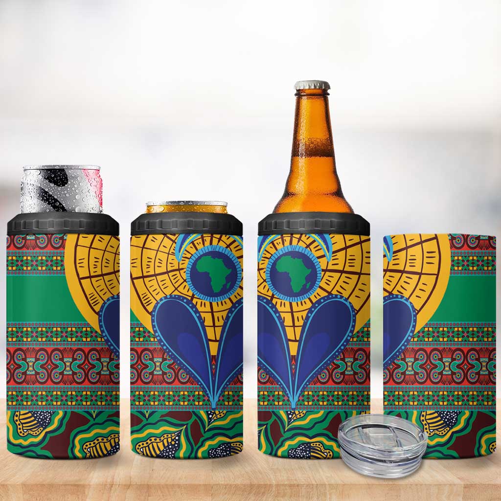 Afro Pattern Traditional Kanga Style 4 in 1 Can Cooler Tumbler LT9