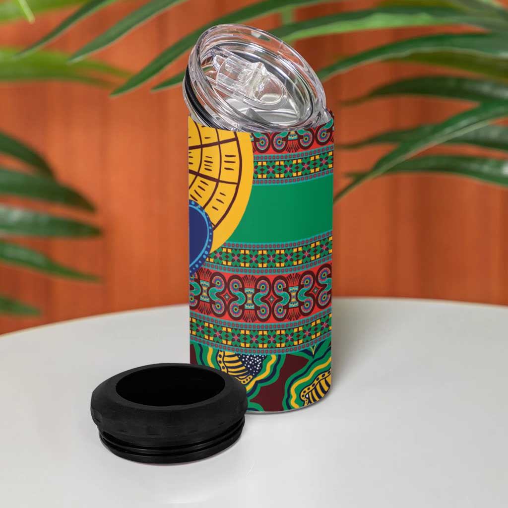 Afro Pattern Traditional Kanga Style 4 in 1 Can Cooler Tumbler LT9