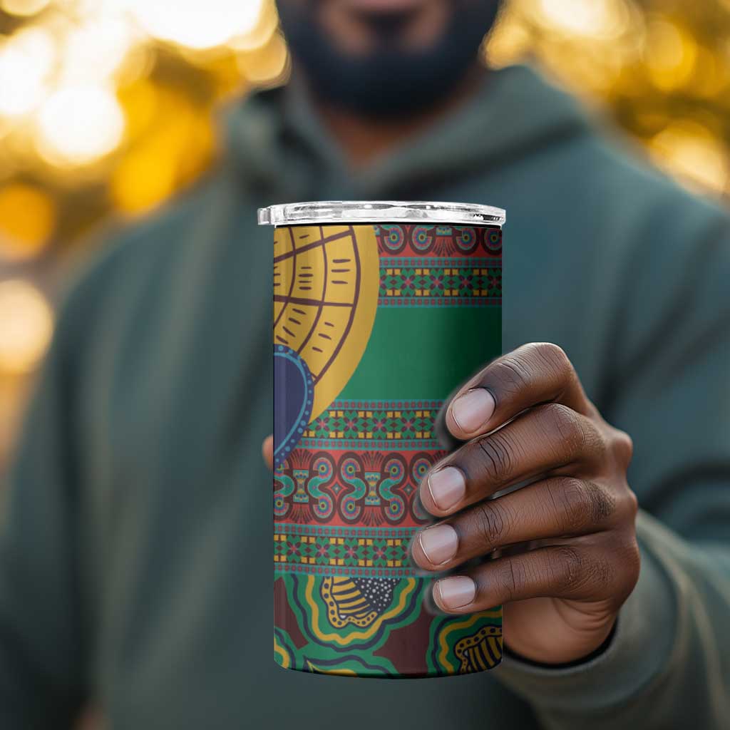 Afro Pattern Traditional Kanga Style 4 in 1 Can Cooler Tumbler LT9