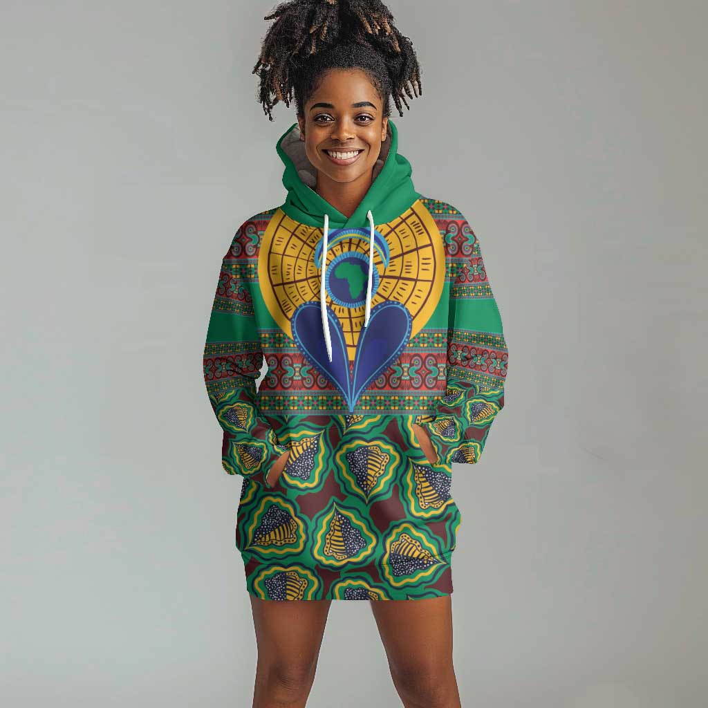 Afro Pattern Traditional Kanga Style Hoodie Dress LT9