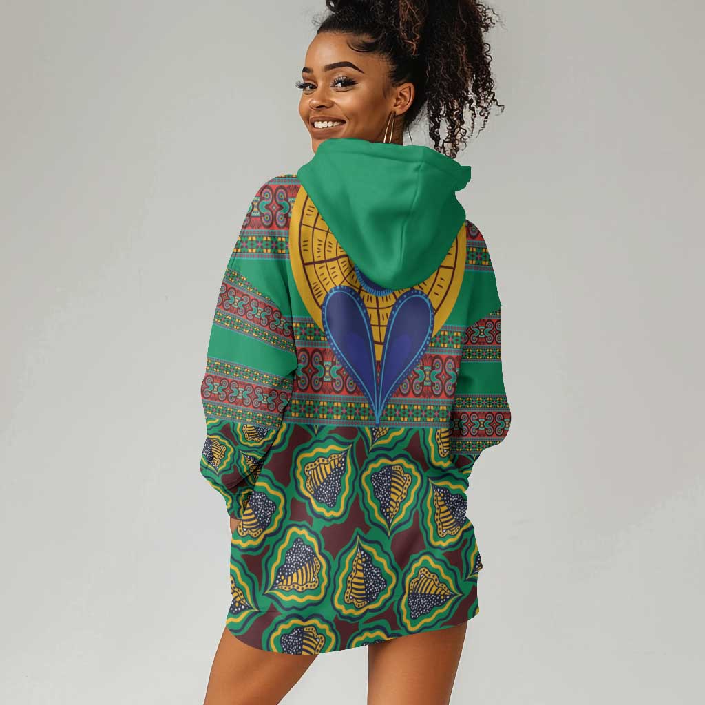 Afro Pattern Traditional Kanga Style Hoodie Dress LT9