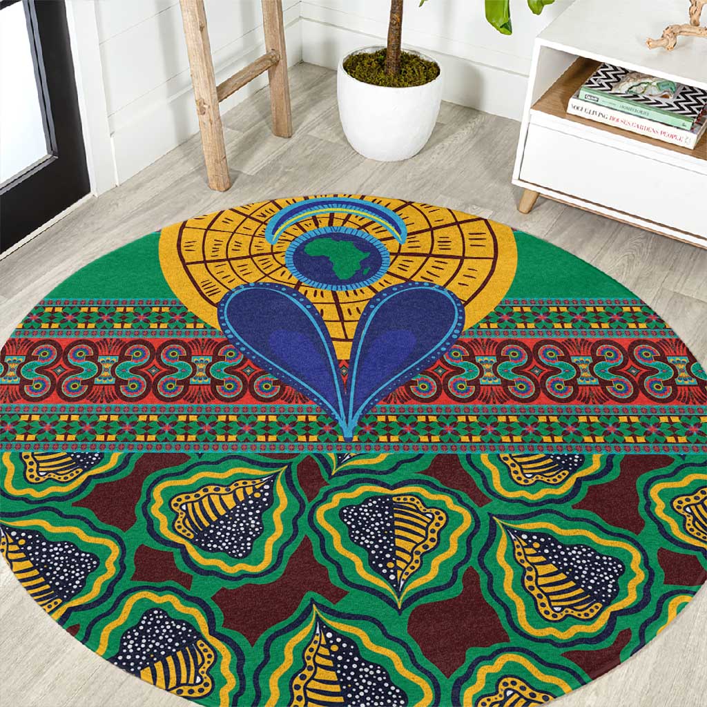 Afro Pattern Traditional Kanga Style Round Carpet LT9