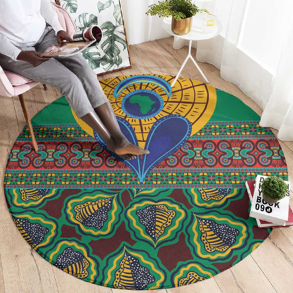 Afro Pattern Traditional Kanga Style Round Carpet LT9