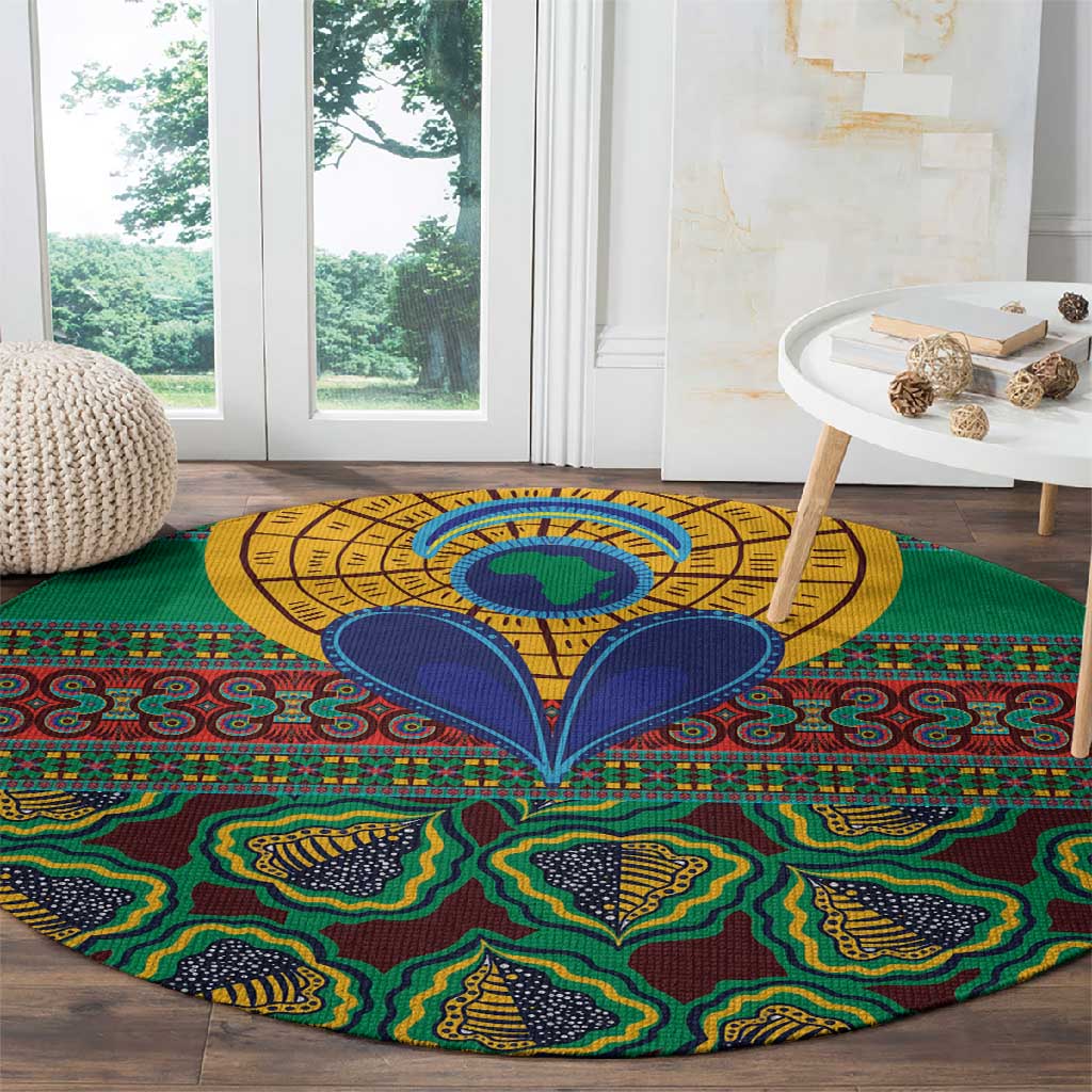 Afro Pattern Traditional Kanga Style Round Carpet LT9