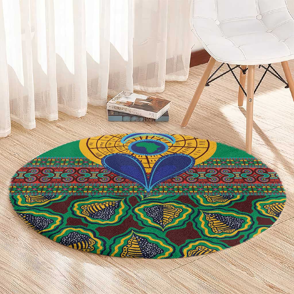 Afro Pattern Traditional Kanga Style Round Carpet LT9