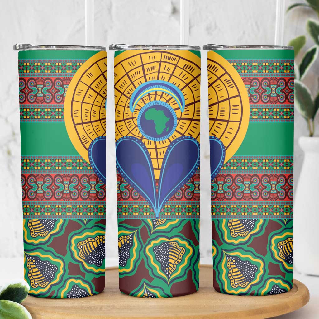 Afro Pattern Traditional Kanga Style Skinny Tumbler LT9