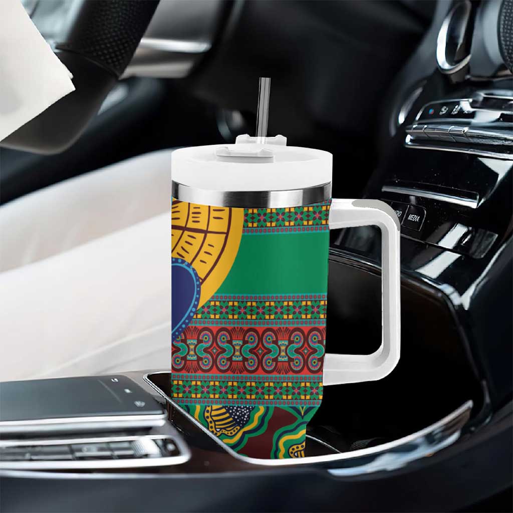 Afro Pattern Traditional Kanga Style Tumbler With Handle LT9