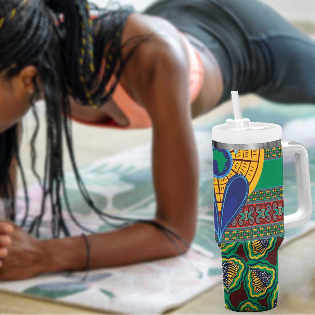 Afro Pattern Traditional Kanga Style Tumbler With Handle LT9