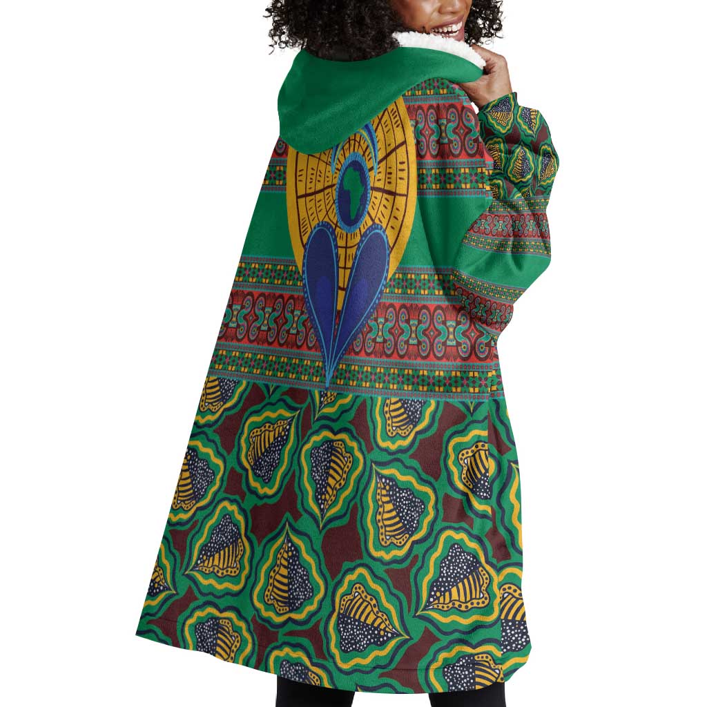 Afro Pattern Traditional Kanga Style Wearable Blanket Hoodie LT9
