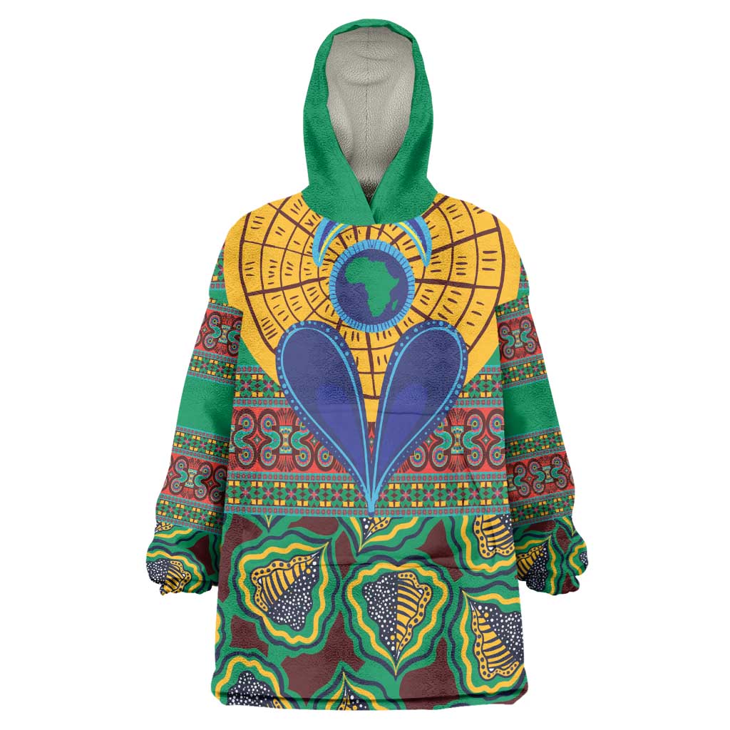 Afro Pattern Traditional Kanga Style Wearable Blanket Hoodie LT9