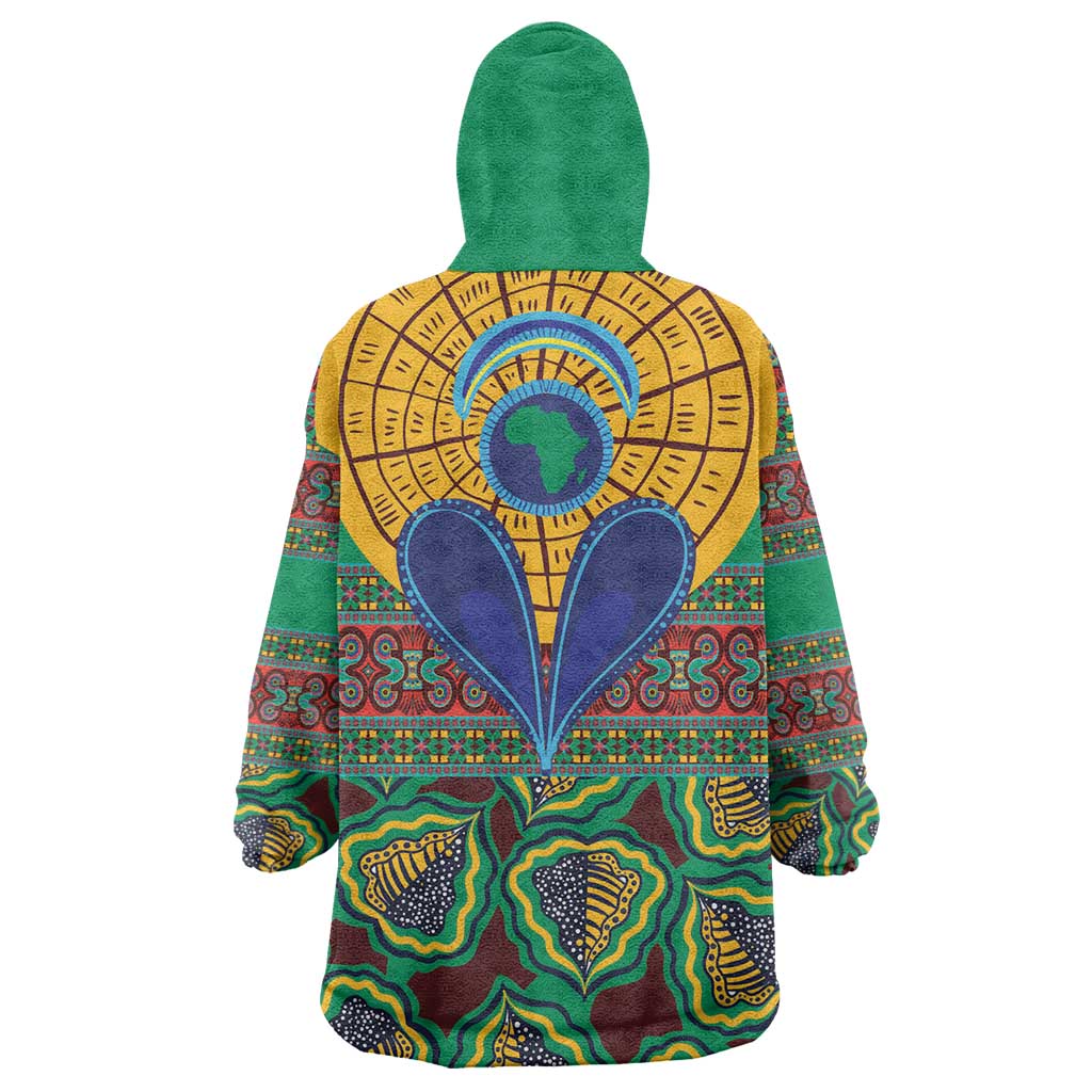 Afro Pattern Traditional Kanga Style Wearable Blanket Hoodie LT9