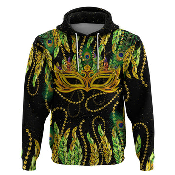 Feather Mask Mardi Gras Hoodie LT9