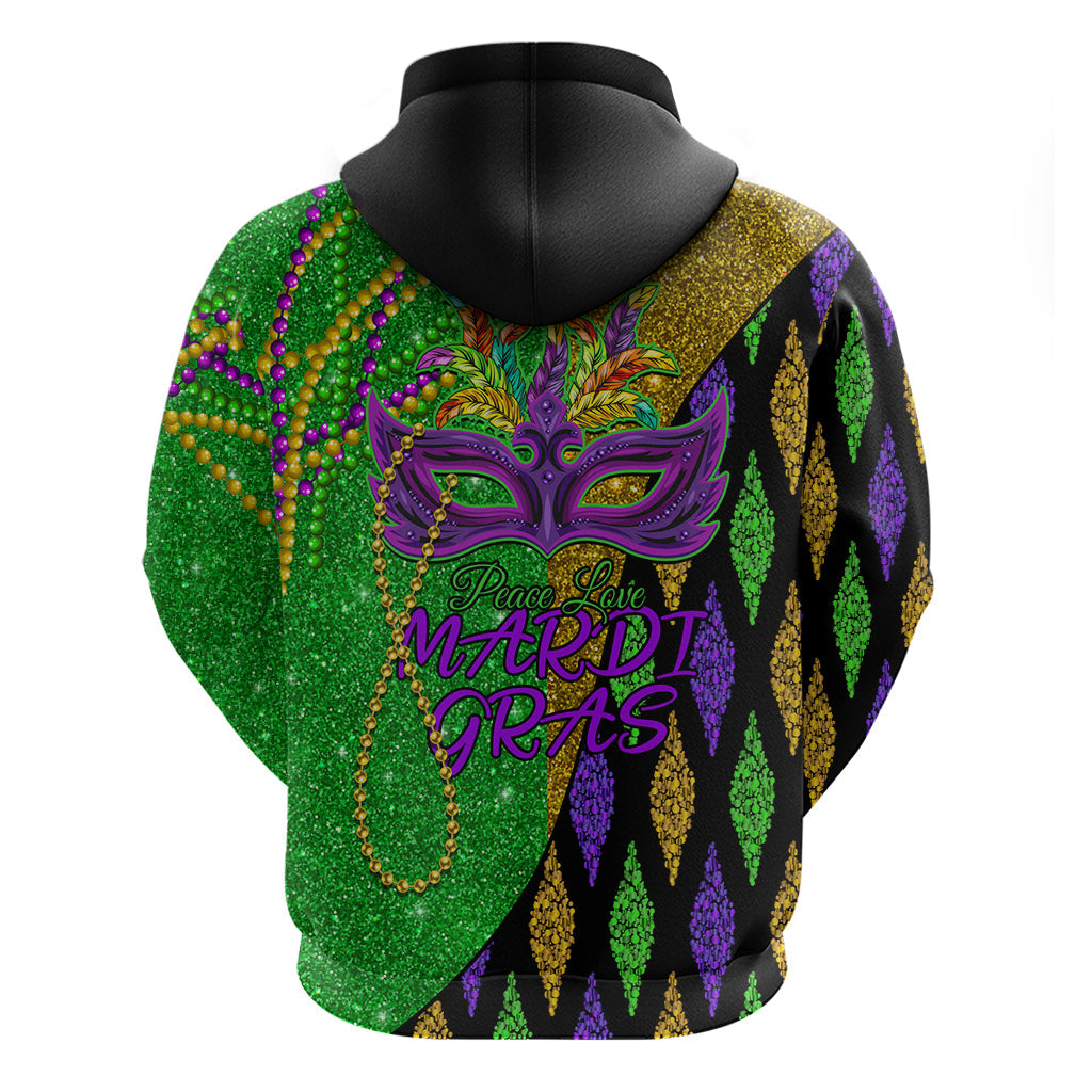 Peace Love Mardi Gras Hoodie Carnival Masks With Feathers LT9