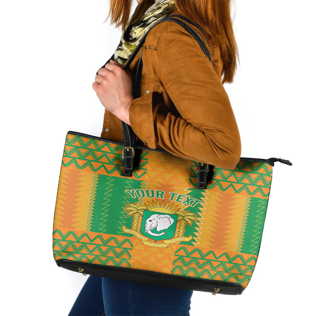 Custom Ivory Coast Football Leather Tote Bag Les Elephants 2024 Sporty Style LT9