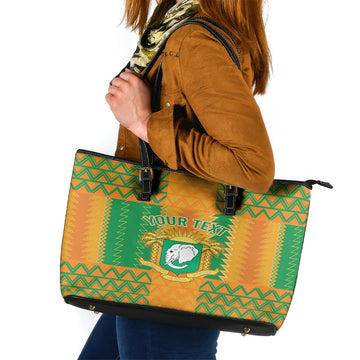 Custom Ivory Coast Football Leather Tote Bag Les Elephants 2024 Sporty Style LT9