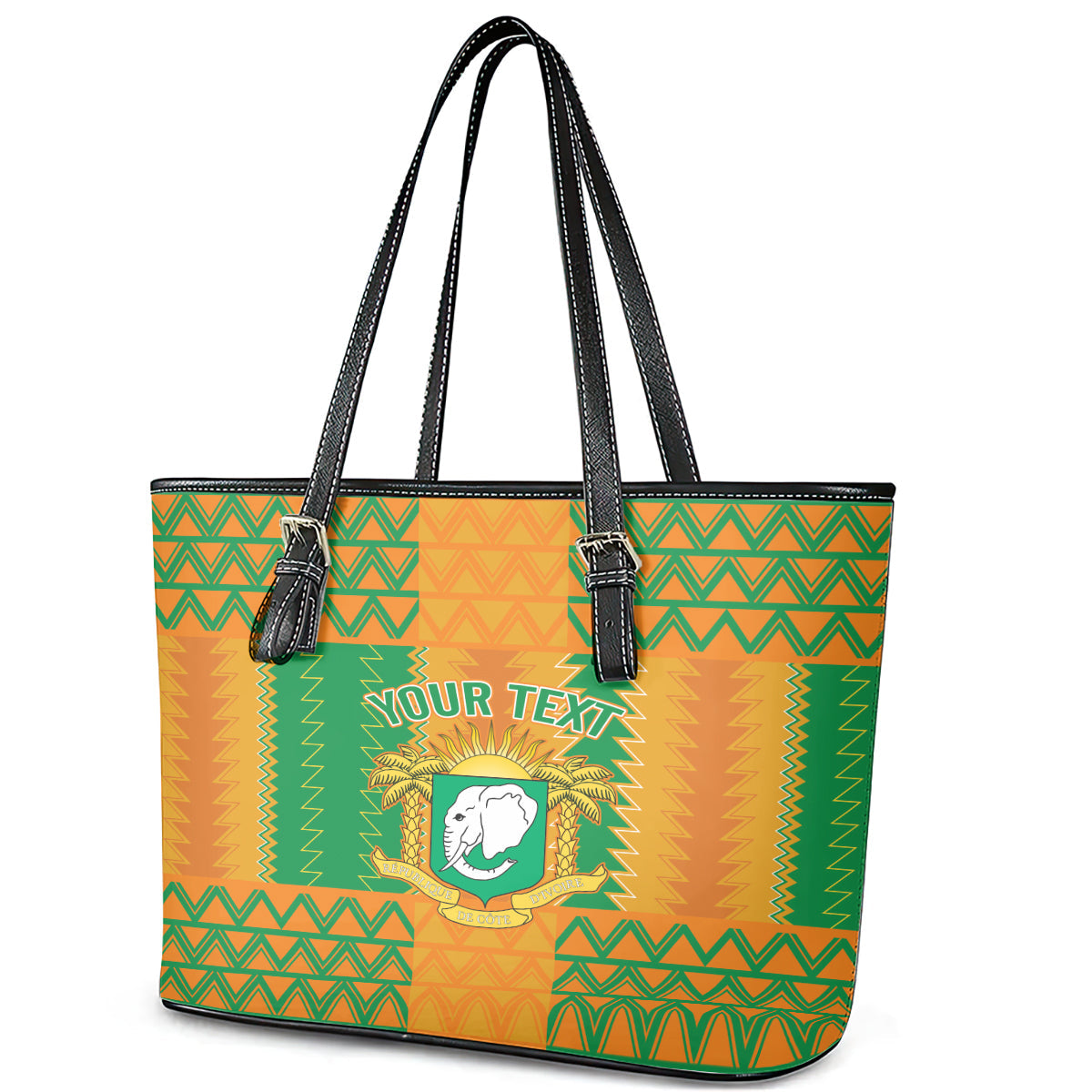 Custom Ivory Coast Football Leather Tote Bag Les Elephants 2024 Sporty Style LT9