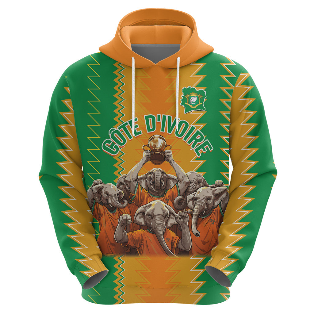 Custom Ivory Coast Football Hoodie The Champions Les Elephants 2024 LT9