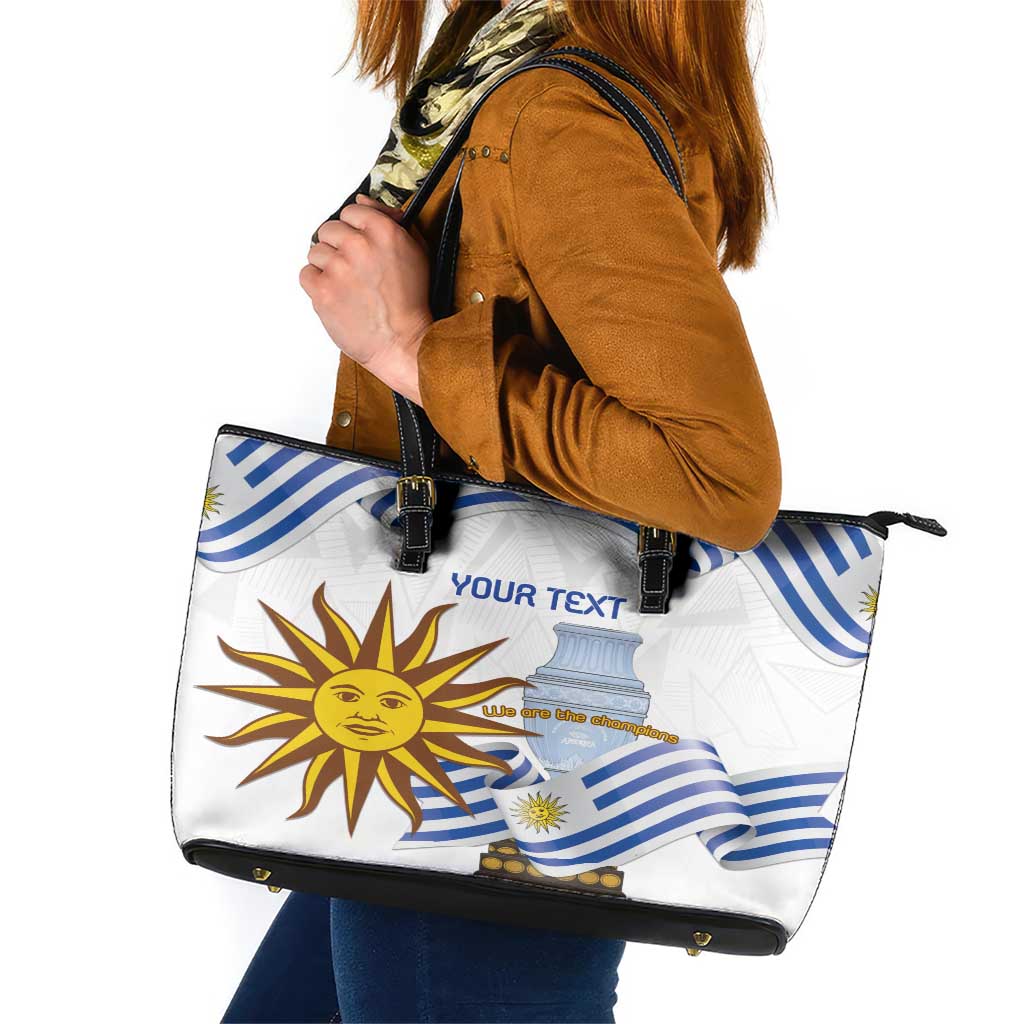 Custom Uruguay La Celeste Football Champions Leather Tote Bag Glory To The Sky Blue LT9
